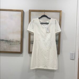 NWT Jade Melody Tam Pearl Trim Dress in WHITE